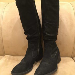 Born black suede slouchy zip-up boots, women's 10
